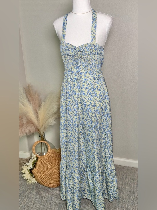 Dresses & Skirts - Blue Floral Sundress with Smocked Bodice
